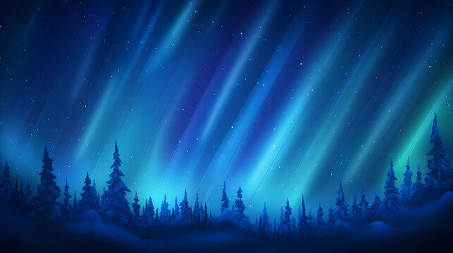 Stunning aurora borealis over a dark blue background, Generative AI