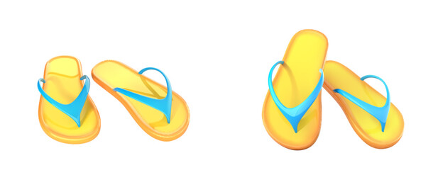 Yellow beach flip flops on a white background. Vector illustration