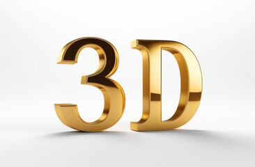 text 3D in golden color on white background