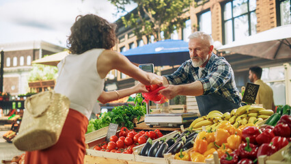 Young Beautiful Customer Shopping for Fresh Natural Vegetables for a Mediterranean Dinner. Black...