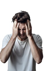 Fototapeta premium man suffering headache isolated on white background