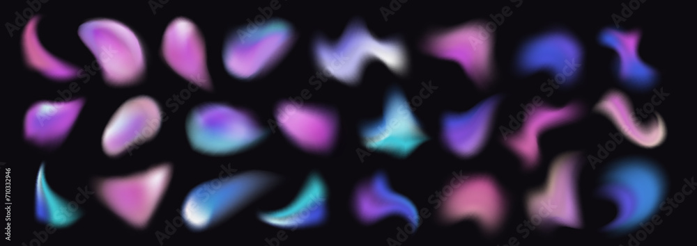 Poster blur abstract shape with gradient fluid color. vector illustration set of soft form mesh elements wi