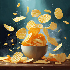 Potato chips in a bowl