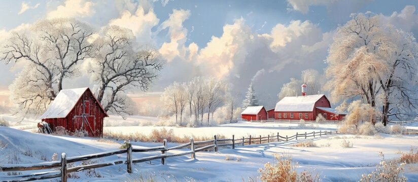 Picturesque winter farm