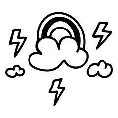 Cute rainbow line art element