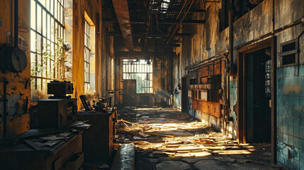 Fototapeta na wymiar Abandoned factory, Abandoned industrial building