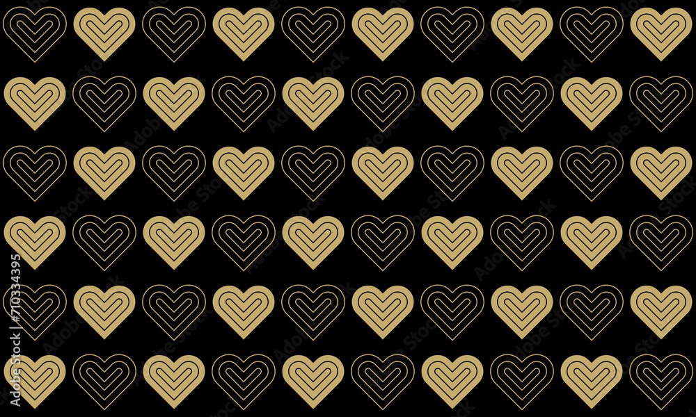 Poster luxury gold valentine background pattern seamless geometric heart line abstract design vector. valen