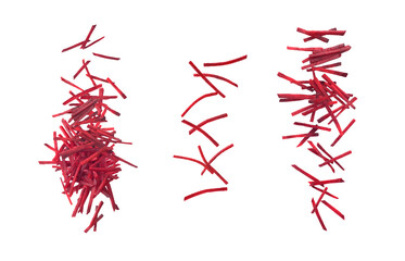beet covered with straw on a white background