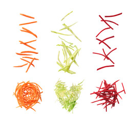 set of chopped vegetables on a white background