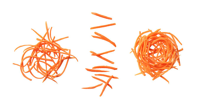 set of sliced carrots on a white background