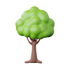 green tree isolated on white 3d illustration