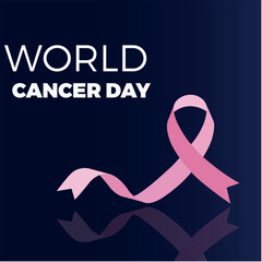  World Cancer Day Imagery for Strength and Awareness, Poster banner icon or logo with vector illustration, flyer, card