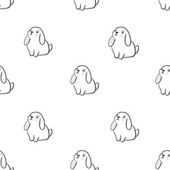 seamless pattern with cute white rabbits