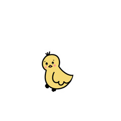 Yellow chicken, illustration 