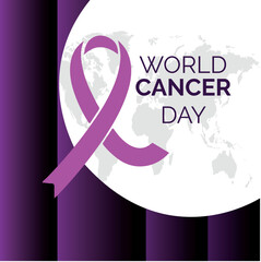  World Cancer Day Imagery for Strength and Awareness, Poster banner icon or logo with vector illustration, flyer, card