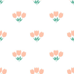 seamless floral pattern with peachy tulips 