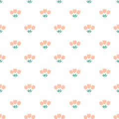 seamless pattern with peachy tulips 