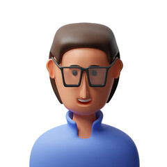 Man with glasses avatar 3d illustration