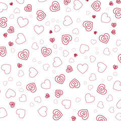 Heart geometric shapes pattern with dashed outline. For design, postcard, print, poster, party, valentine's day, wallpaper, papers, textiles, bed lines, tissue, etc.