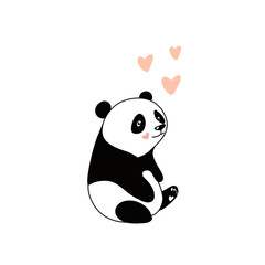 panda with hearts