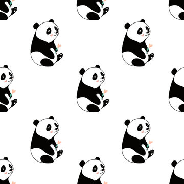 panda seamless pattern with cute pandas