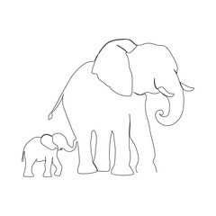 Elephant continuous single line art drawing and world wildlife Day concept Minimalist elephants outline editable active stroke vector.