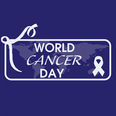  World Cancer Day Imagery for Strength and Awareness, Poster banner icon or logo with vector illustration, flyer, card