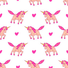 seamless pattern with peach unicorns