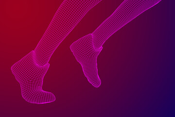 Running legs with sport shoes go