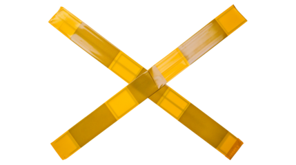 X  shape barricade tape isolated on white transparent background, Police investigation scene zone