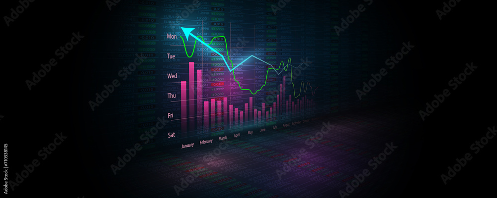 Canvas Prints the background image shows a stock market graph screen showing financial results in the online world