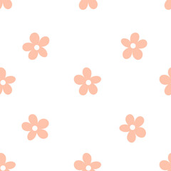 Seamless pattern with peach cute flowers 