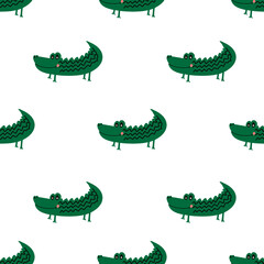 seamless pattern with green crocodile 