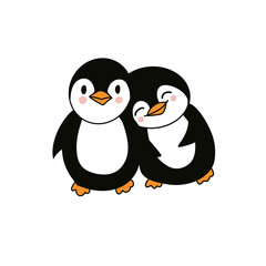 Couple of penguins in love, illustration 