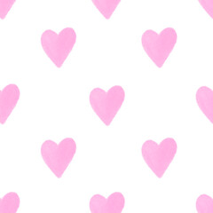 Seamless pattern with pink hearts 