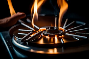 burning gas stove