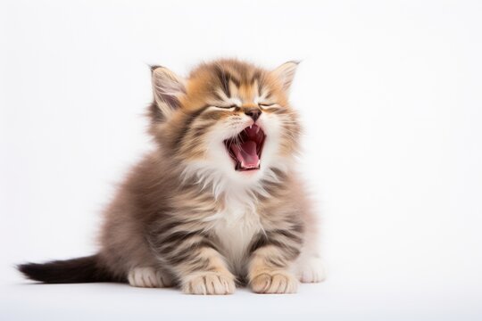 Ginger cat yawning