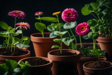 flowers in pots