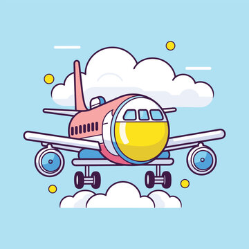 Cute plane tshirt colorful design vector illustration