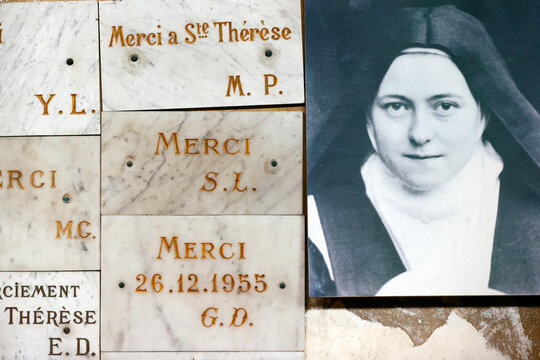 Saint Leonard church. Saint Therese of the Child Jesus and the Holy Face. Therese of Lisieux. Ex-voto.  Honfleur. France.