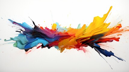isolated digital brushstrokes in a spectrum of colors on a pristine white surface, showcasing the digital and contemporary aspect of this visually appealing artwork.