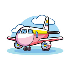 Cute plane tshirt colorful design vector illustration