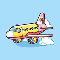 Cute plane tshirt colorful design vector illustration