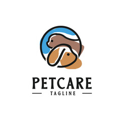 Pet Logo Dog Cat Design Vector Template Linear Style For Pet Shop Company