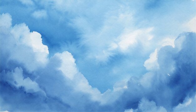 夏　空　雲　水彩　背景　フレーム　イラスト素材　AI生成画像