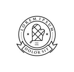 Cooking Oven Gloves Logo Design icons Symbol in Line  Vintage Retro