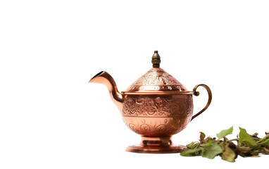 Copper Brew with Kahwa leaves On White or PNG Transparent Background.