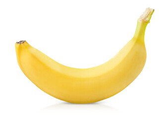 one whole banana on white isolated background