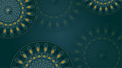 Yellow and green vector ramadan kareem modern simple ramadan background with mandala ornament. Mandala pattern star background