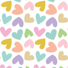 Seamless romantic pattern with colorful hearts. Seamless hearted texture. Valentine's Day background